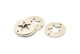 Silver Star Connector, 6 Antique Silver Plated Brass Star Connectors With 2 Holes, Findings, Charms (23x0.9mm) E175