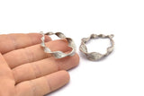 Silver Spiral Charm, Antique Silver Plated Brass Spiral Pendants With 1 Loop, Earrings (41x30mm) BS 2442