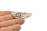 Silver Half Moon Pendant, 2 Antique Silver Plated Brass Semi Circle Pendants With 1 Loop (37x22x1mm) E663