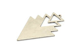 Silver Triangle Charm, 2 Antique Silver Plated Brass Tree Charms With 1 Loop (49x33x1mm) M01233 H1302