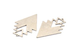 Silver Triangle Charm, 2 Antique Silver Plated Brass Tree Charms With 1 Loop (49x33x1mm) M01233 H1302
