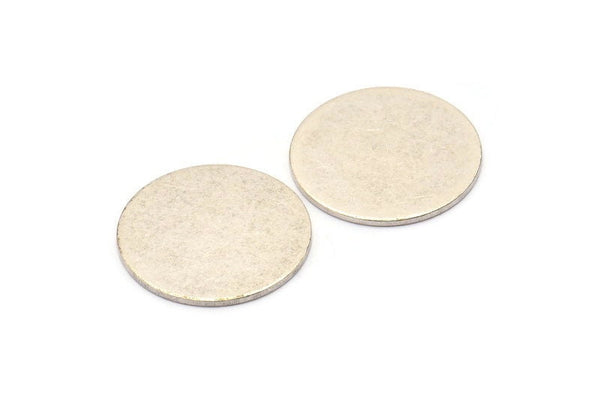 Silver Round Tag, 4 Antique Silver Plated Brass Round Stamping Blanks (21x0.90mm) M966