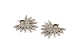 Silver Sun Charm, 2 Antique Silver Plated Brass Sunshine Charms With 1 Loop, Pendants, Earrings (29x28x2mm) N0719 H1376