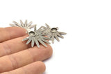 Silver Sun Charm, 2 Antique Silver Plated Brass Sunshine Charms With 1 Loop, Pendants, Earrings (29x28x2mm) N0719 H1376