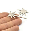 Silver Boom Charm, 2 Antique Silver Plated Brass Boom Charms With 1 Loop (48x32x1.5mm) N1144 H1180