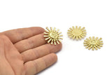 Brass Sun Charm, Raw Brass Sun Charms With 1 Loop, Findings (30x27mm) N1571