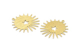 Brass Sun Charm, 8 Textured Raw Brass Sun And Star Charms With 1 Loop, Findings (29x28x0.80mm) M02006
