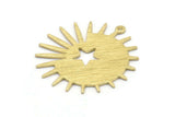 Brass Sun Charm, 8 Textured Raw Brass Sun And Star Charms With 1 Loop, Findings (29x28x0.80mm) M02007
