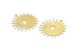 Brass Sun Charm, 8 Textured Raw Brass Sun And Star Charms With 1 Loop, Findings (29x28x0.80mm) M02007