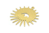 Brass Sun Charm, 8 Textured Raw Brass Sun And Eye Charms With 1 Loop, Findings (29x28x0.80mm) M02005