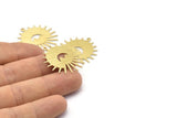 Brass Sun Charm, 8 Textured Raw Brass Sun And Eye Charms With 1 Loop, Findings (29x28x0.80mm) M02005