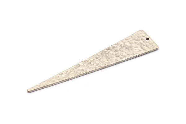Hammered Triangle Charm, Hammered Antique Silver Plated Brass Long Triangle Charm With 1 Hole, Pendant, Findings (14x63x1.2mm) N0435 H0510
