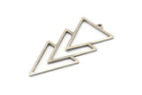 Silver Triangle Charm, 4 Antique Silver Plated Brass Triangle Charms With 1 Loop (49x21x1mm) M01126 H1254