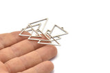 Silver Triangle Charm, 4 Antique Silver Plated Brass Triangle Charms With 1 Loop (49x21x1mm) M01126 H1254