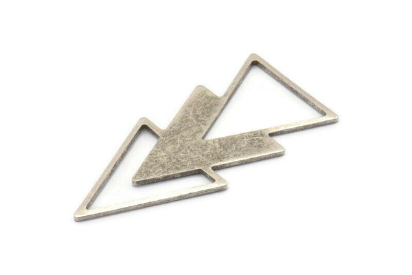 Silver Triangle Blank, 4 Antique Silver Plated Brass Triangle Blanks (47x21x1mm) M01106 H1270