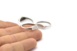 Silver Oval Ring, 4 Antique Silver Plated Brass Ring Oval Settings (18mm) E267 H1329