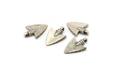 Silver Spike Head, 4 Antique Silver Plated Brass Stone Age Spike Head Pendants With 1 Loop (23x15mm) N0259