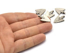 Silver Spike Head, 4 Antique Silver Plated Brass Stone Age Spike Head Pendants With 1 Loop (23x15mm) N0259