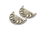 Moon Phases Pendant, 2 Antique Silver Plated Brass Moon Phases Charms With 2 Loops, Findings - Pad Size 4mm (28x16x1mm) N1225
