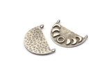 Moon Phases Pendant, 2 Antique Silver Plated Brass Moon Phases Charms With 2 Loops, Findings - Pad Size 4mm (28x16x1mm) N1225