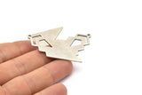 Silver Triangle Charm, 4 Antique Silver Plated Brass Diamond Charms With 1 Loop (49x22x1mm) M01157
