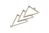 Silver Triangle Charm, 4 Antique Silver Plated Brass Triangle Charms With 2 Loops (51x21x1mm) M01128 H1299