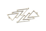 Silver Triangle Charm, 4 Antique Silver Plated Brass Triangle Charms With 2 Loops (51x21x1mm) M01128 H1299