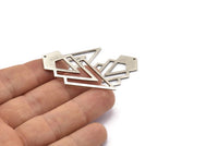 Silver Triangle Charm, 4 Antique Silver Plated Brass Diamond Charms With 1 Hole (46x22x1mm) M01176 H1287