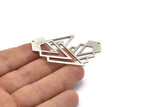 Silver Triangle Charm, 4 Antique Silver Plated Brass Diamond Charms With 1 Hole (46x22x1mm) M01176 H1287