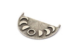Moon Phases Pendant, Antique Silver Plated Brass Moon Phases Charms With 2 Loops, Findings - Pad Size 5mm (37x21x1mm) N1256