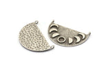 Moon Phases Pendant, Antique Silver Plated Brass Moon Phases Charms With 2 Loops, Findings - Pad Size 5mm (37x21x1mm) N1256