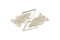 Silver Triangle Charm, 4 Antique Silver Plated Brass Triangle Charms With 3 Holes (47x21x1mm) M01108