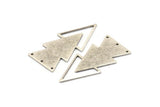Silver Triangle Charm, 4 Antique Silver Plated Brass Triangle Charms With 3 Holes (47x21x1mm) M01108