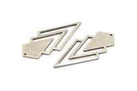 Silver Triangle Charm, 4 Antique Silver Plated Brass Diamond Charms With 1 Hole (46x22x1mm) M01172 H1261