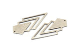 Silver Triangle Charm, 4 Antique Silver Plated Brass Diamond Charms With 1 Hole (46x22x1mm) M01172 H1261