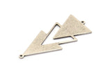 Silver Triangle Charm, 4 Antique Silver Plated Brass Triangle Charms With 2 Loops (51x21x1mm) M01113