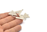 Silver Triangle Charm, 4 Antique Silver Plated Brass Triangle Charms With 2 Loops (51x21x1mm) M01113