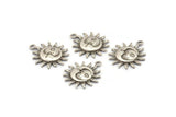 Silver Sun Charm, 2 Antique Silver Plated Brass Sun Charms With 1 Loop, Findings (20x17x2.3mm) N1187