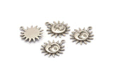 Silver Sun Charm, 2 Antique Silver Plated Brass Sun Charms With 1 Loop, Findings (20x17x2.3mm) N1187