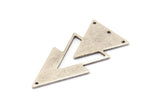 Silver Triangle Charm, 4 Antique Silver Plated Brass Triangle Charms With 4 Holes (47x21x1mm) M01109