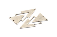 Silver Triangle Charm, 4 Antique Silver Plated Brass Triangle Charms With 4 Holes (47x21x1mm) M01109