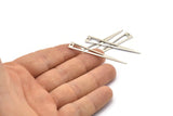 Silver Triangle Charm, 10 Antique Silver Plated Brass Triangle Charms With 1 Hole, Findings (50x8x0.80mm) M153 H1266