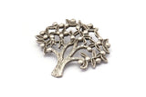 Silver Tree Pendant, Antique Silver Plated Brass Tree Pendant With 1 Loop, Charms, Findings (33x36x1.2mm) BS 2436
