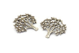 Silver Tree Pendant, Antique Silver Plated Brass Tree Pendant With 1 Loop, Charms, Findings (33x36x1.2mm) BS 2436