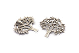 Silver Tree Pendant, Antique Silver Plated Brass Tree Pendant With 1 Loop, Charms, Findings (33x36x1.2mm) BS 2436