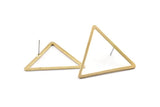 Brass Triangle Earring, 6 Raw Brass Triangle Stud Earrings (36x32x2x1mm) D1021 A2084