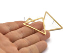 Brass Triangle Earring, 6 Raw Brass Triangle Stud Earrings (36x32x2x1mm) D1021 A2084