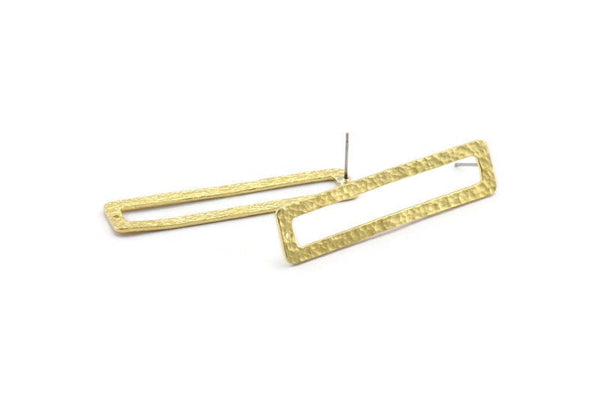 Brass Rectangle Earring, 2 Raw Brass Stud Earrings With 1 Hole (52x12x3x1mm) BS 1883 A2076