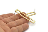 Brass Rectangle Earring, 2 Raw Brass Stud Earrings With 1 Hole (52x12x3x1mm) BS 1883 A2076