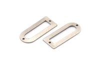 D Shape Charm - 8 Antique Silver Plated Brass D Shape Connectors With 2 Holes, Pendants (30x13x0.80mm) M071